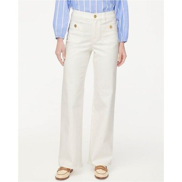 J. Crew Factory NWT Sailor Wide Leg White Denim Jeans High Rise Tall 27 - Picture 2 of 12